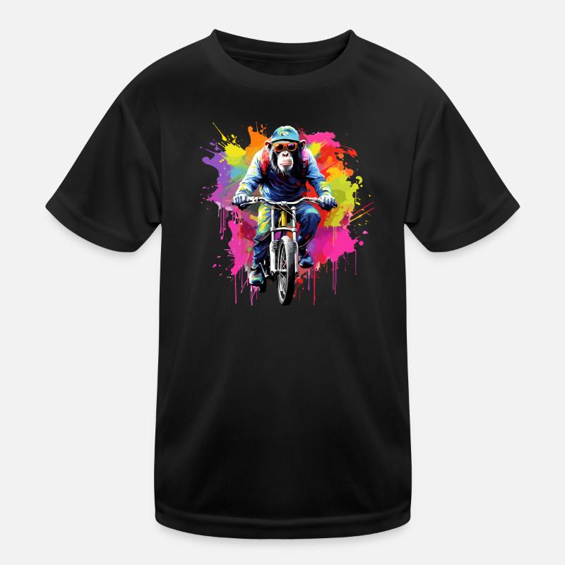 Singe avec VTT, vélo, chimpanzé, singe T-shirt sport Enfant