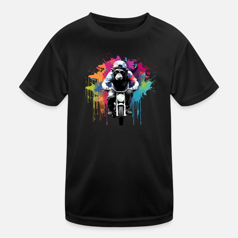Funny Monkey Monkey Moto Lunettes De Soleil Chimpanzé T-shirt sport Enfant