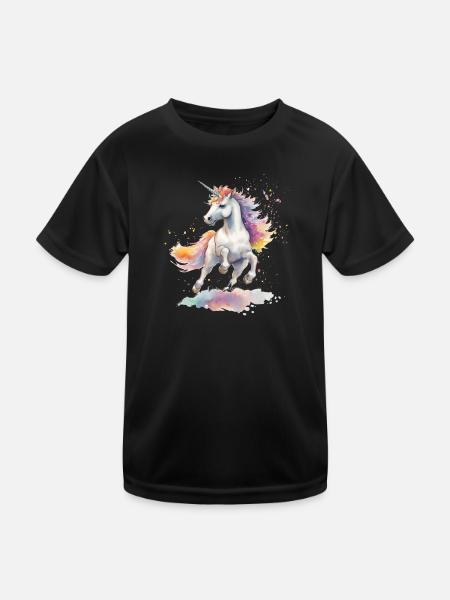 tanzendes Einhorn - Kinder Funktions-T-Shirt - Schwarz