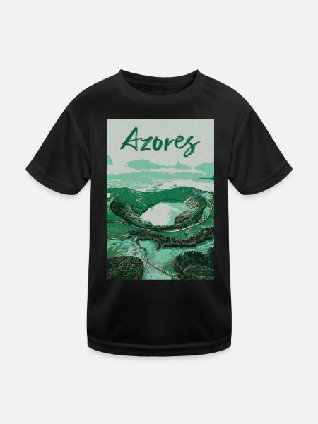 Illustration der Lagunen auf den Azoren, Portugal - Kinder Funktions-T-Shirt - Schwarz - Vorne