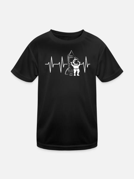 rocketman herzschlag puls rakete Astronaut Symbol - Kinder Funktions-T-Shirt - Schwarz - Vorne