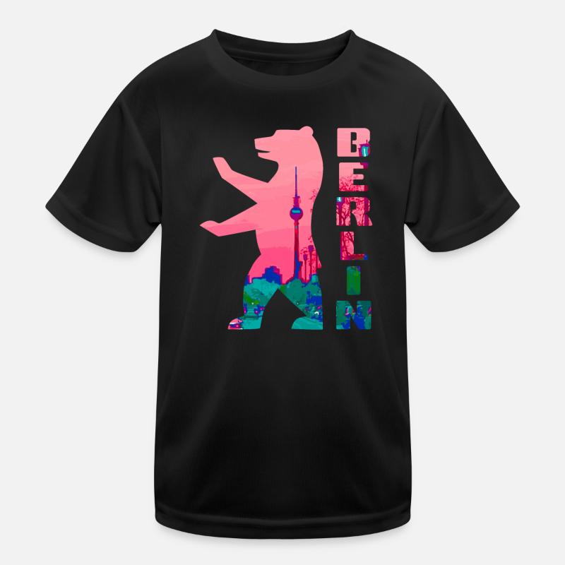 Berlin Bär Neon Silhouette Kinder Funktions-T-Shirt