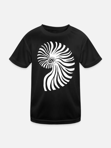 Kontrastierendes spiralförmiges nautisches Muster - Kinder Funktions-T-Shirt - Schwarz