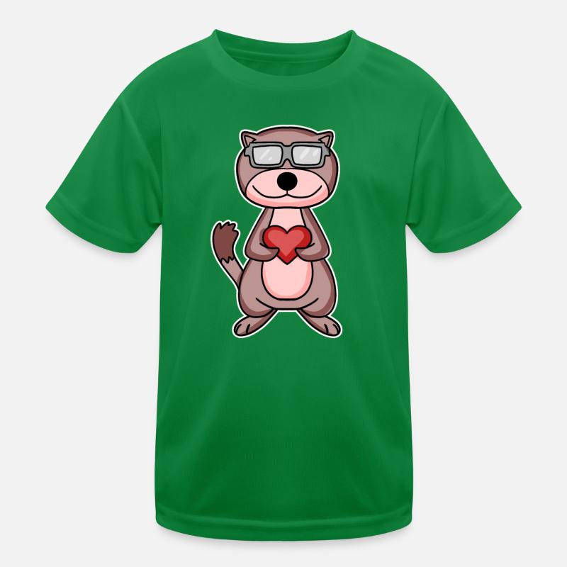Weasel with heart and glasses Kids Functional T-Shirt