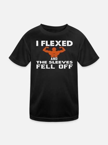 Muskulöse Panzerung durch Flex Humor - Kinder Funktions-T-Shirt - Schwarz - Vorne