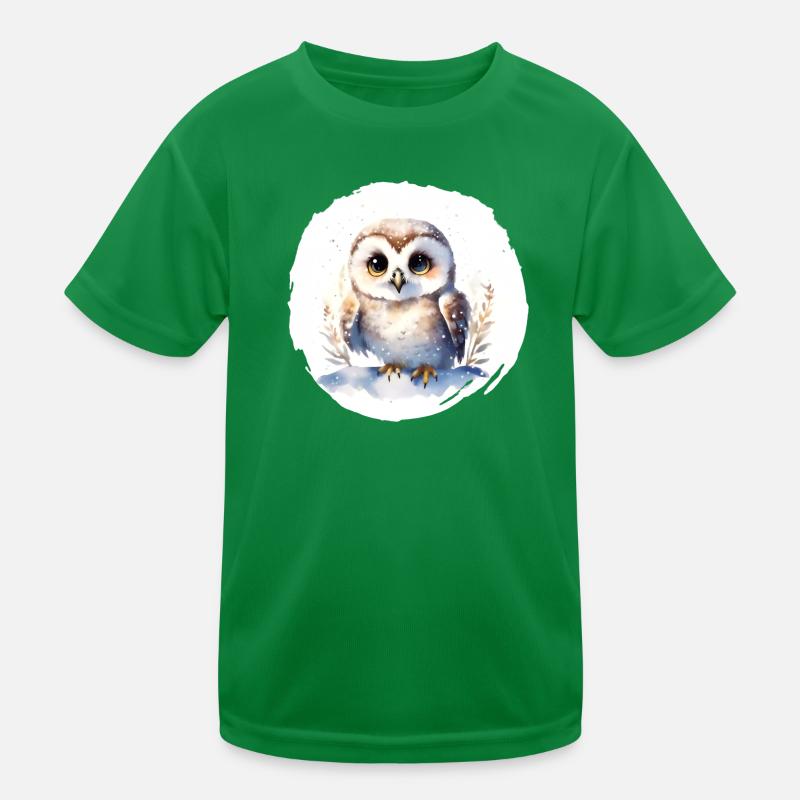 Schnee Eule Aquarell Kinder Funktions-T-Shirt