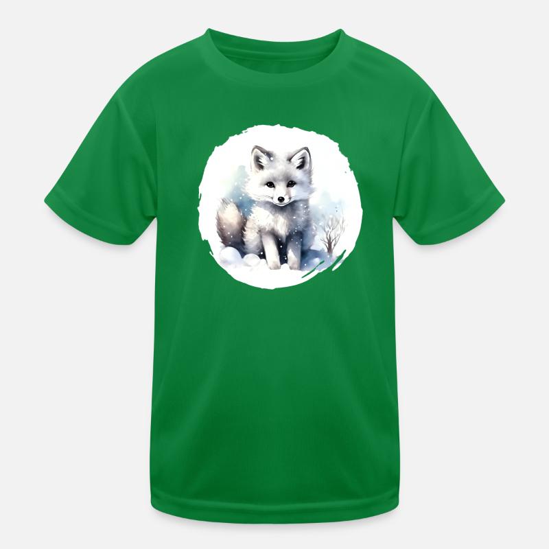 Arctic Fox Watercolor Kids Functional T-Shirt