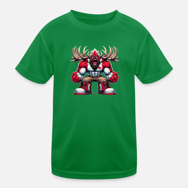 Wapiti du Canada avec drapeau national T-shirt sport Enfant