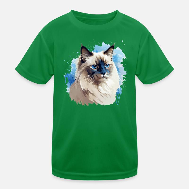 Katze Kopf Heilige Birma Kinder Funktions-T-Shirt