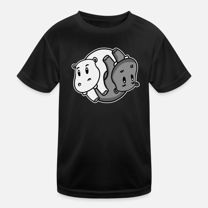 Yin Yang Nilpferd Kinder Funktions-T-Shirt