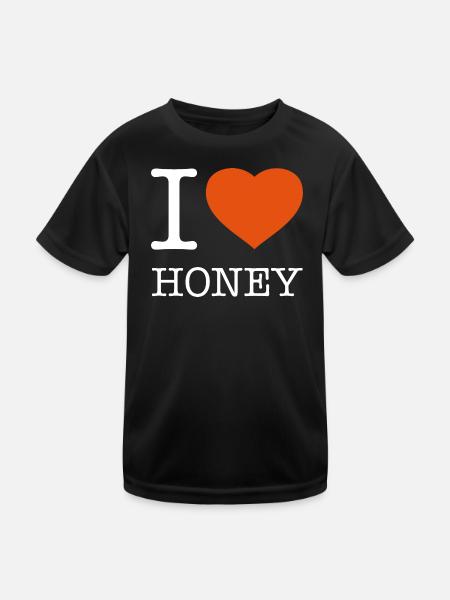 I LOVE HONEY - Kinder Funktions-T-Shirt - Schwarz