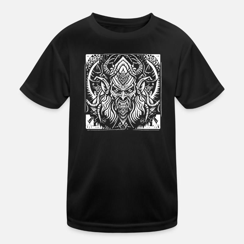 Dämonischer Teufel auf Pagan Tribal Kinder Funktions-T-Shirt