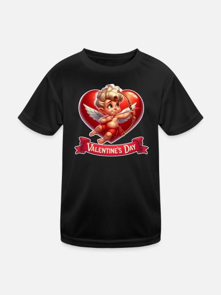 Valentinstag - Kinder Funktions-T-Shirt - Schwarz - Vorne