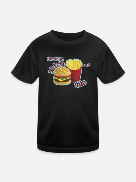 Burger mit Pommes - Kinder Funktions-T-Shirt - Schwarz