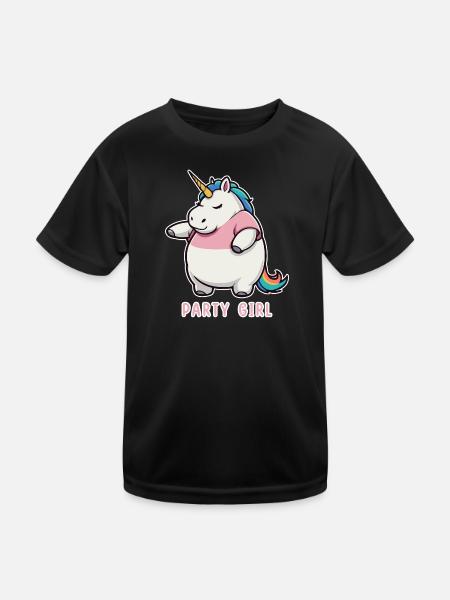 Unicorn Party Girl - Kids Functional T-Shirt - black - Front