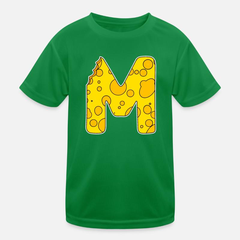Lettre M - Lettre initiale M - Motif fromage T-shirt sport Enfant