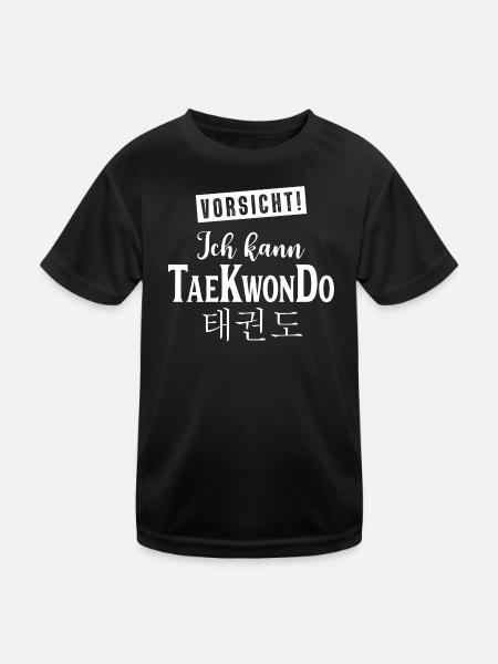Teakwondo Ich kann Tae Kwon Do - Kinder Funktions-T-Shirt - Schwarz - Vorne