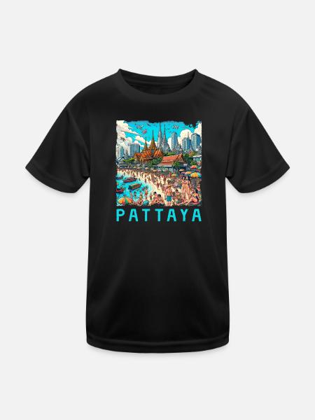 Pattaya Thailand Strand Design - Kinder Funktions-T-Shirt - Schwarz - Vorne