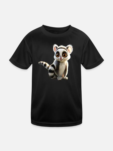 Amoureux des lémuriens à queue annelée Lémurien lémurien à queue annelée Maki lémurien à queue annelée - T-shirt sport Enfant - noir - Devant