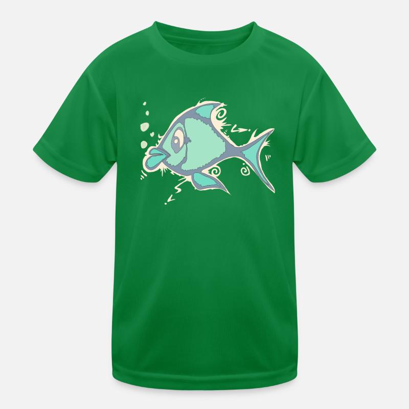 Fisch Linienkunst Kinder Funktions-T-Shirt