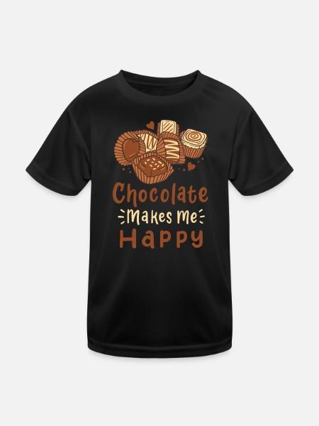 Schokolade Pralinen - Kinder Funktions-T-Shirt - Schwarz - Vorne