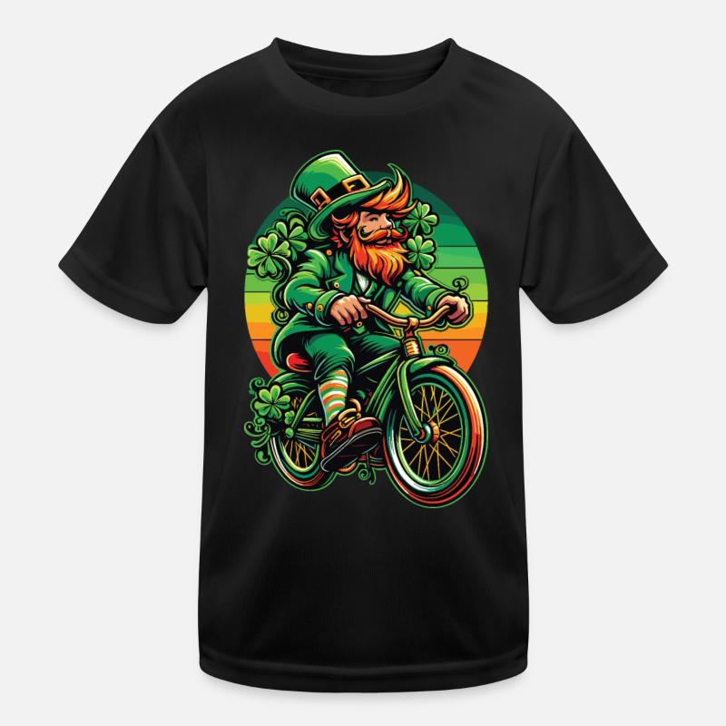 St. Patrick's Day Leprechaun Bicycle Design Kids Functional T-Shirt