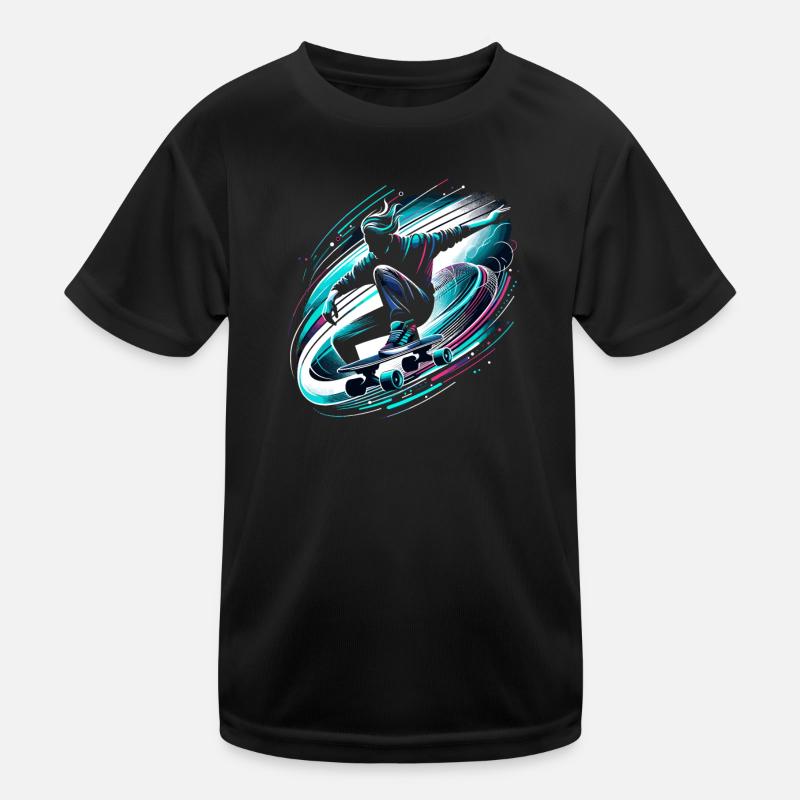 Longboarder on skateboard or longboard Kids Functional T-Shirt