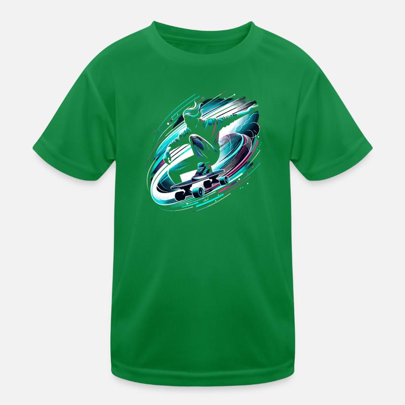 Longboarder auf Skateboard oder Longboard Kinder Funktions-T-Shirt