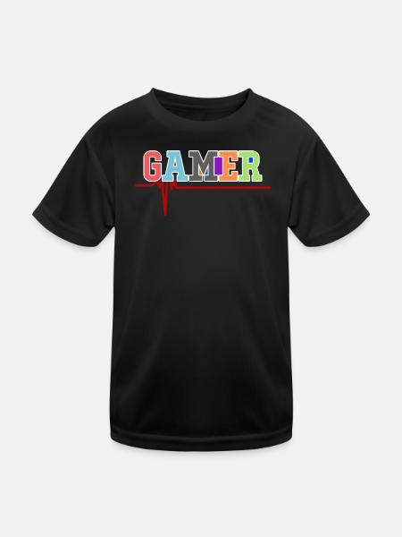 Gamer Gamer Herzschlag - Kinder Funktions-T-Shirt - Schwarz - Vorne