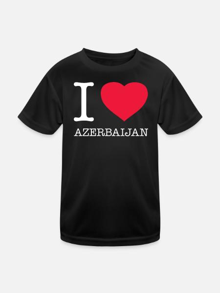 I LOVE AZERBAIJAN Aserbaidschan - Kids Functional T-Shirt - black - Front