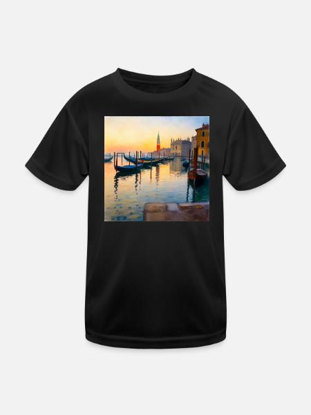 Venedig - Kinder Funktions-T-Shirt - Schwarz - Vorne