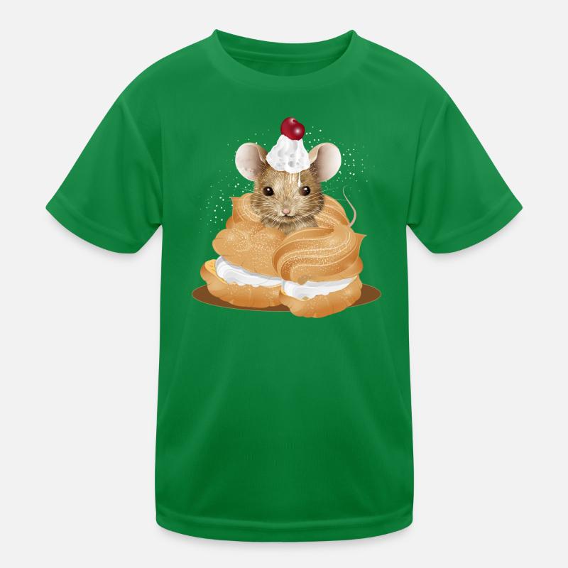 Maus mit Sahnehäubchen inmitten von Windbeuteln Kinder Funktions-T-Shirt