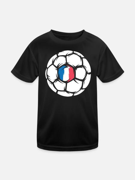 Frankreich Handball EM Team Mannschaft Ball Symbol - Kinder Funktions-T-Shirt - Schwarz - Vorne