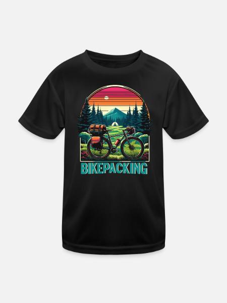 Bikepacking Sunset Trail - Kinder Funktions-T-Shirt - Schwarz