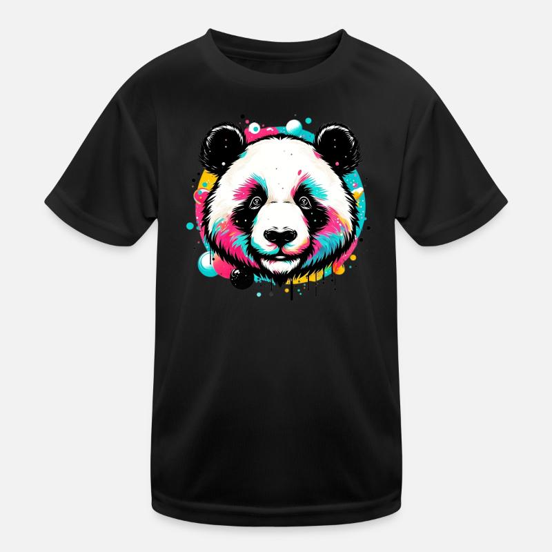Panda - Kinder Funktions-T-Shirt - Schwarz