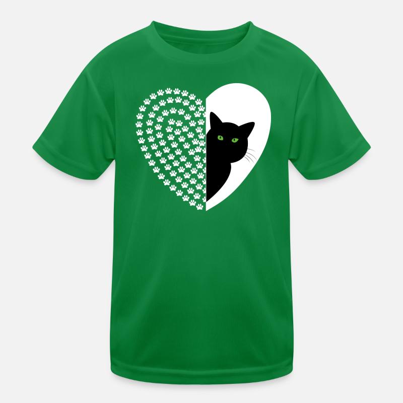 Schwarze Katze mit Blumenmuster Kinder Funktions-T-Shirt