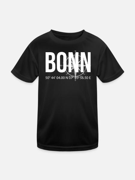 Koordinaten Bonn - Kinder Funktions-T-Shirt - Schwarz