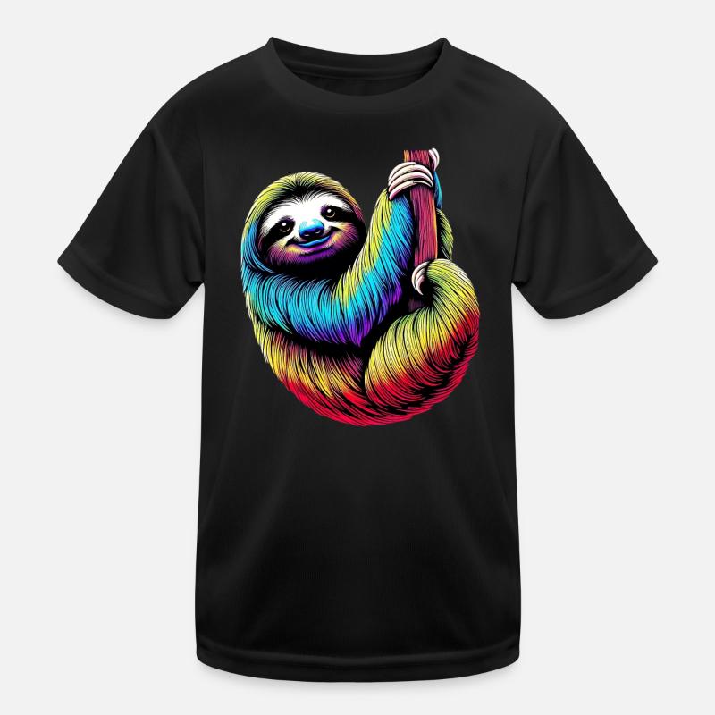 Faultier - Kinder Funktions-T-Shirt - Schwarz