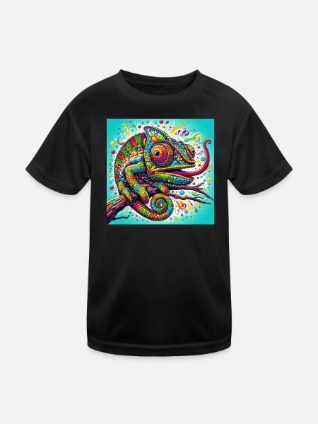 Chameleon - Kids Functional T-Shirt - black - Front