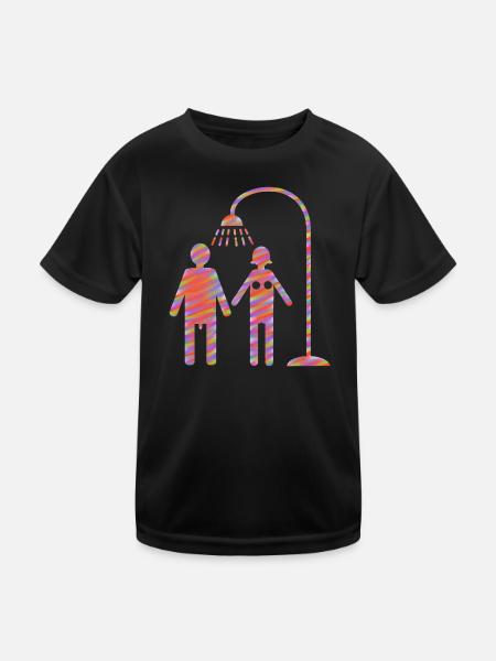 Douches dans la douche - T-shirt sport Enfant - noir - Devant