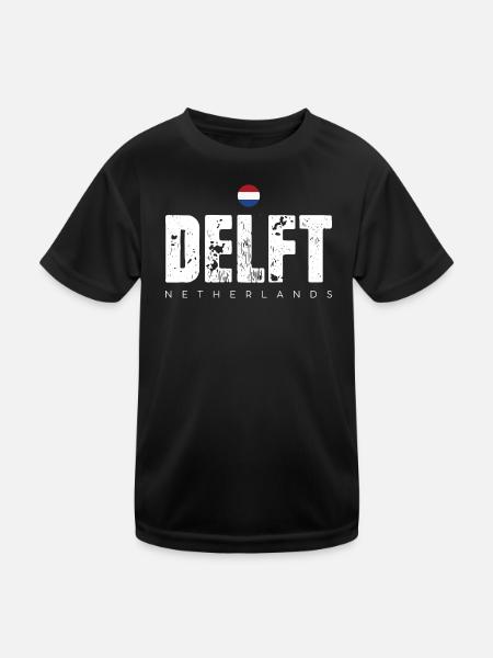 Delft Distressed Wordmark - Kids Functional T-Shirt - black - Front