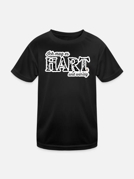 Hart und Würzig Textdesign - Kinder Funktions-T-Shirt - Schwarz