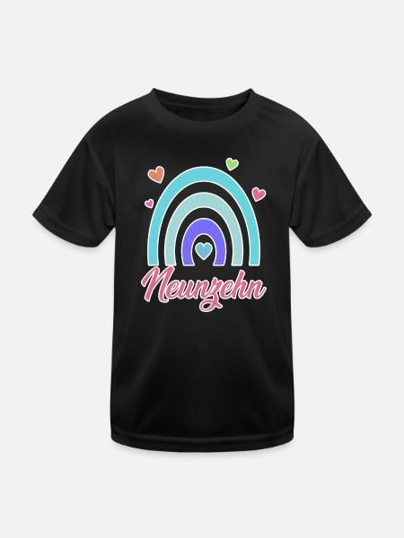 19. Geburtstag Regenbogen Vintage - Kinder Funktions-T-Shirt - Schwarz - Vorne