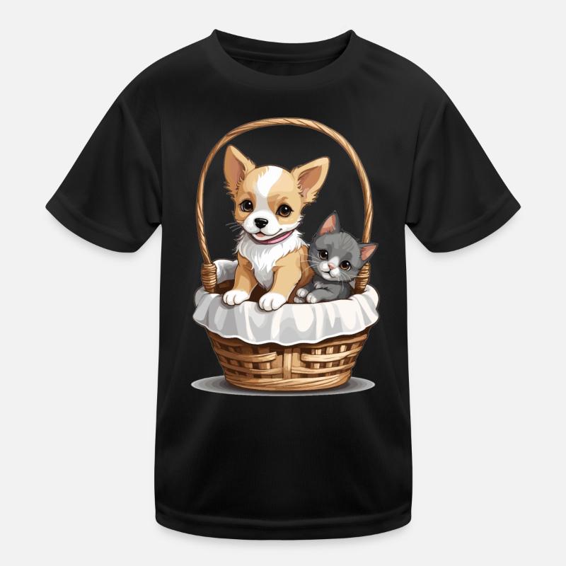 Chien et chat mignons dans un panier T-shirt sport Enfant