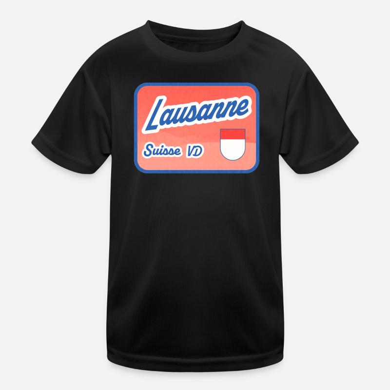 Lausanne Retro Schild Suisse VD Kinder Funktions-T-Shirt