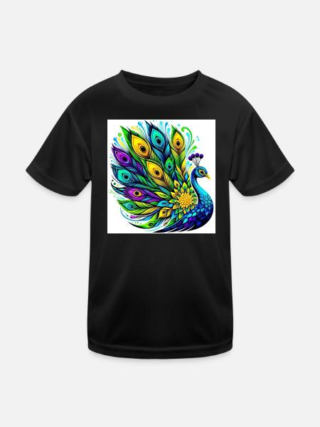 Peacock - Kids Functional T-Shirt - black - Front