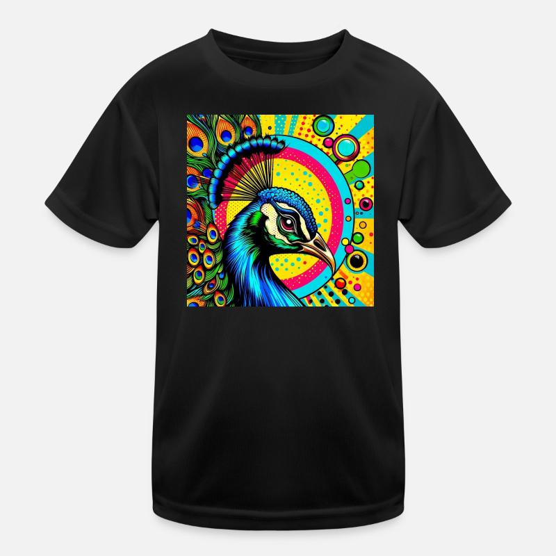 Pfau Pop Art Kinder Funktions-T-Shirt