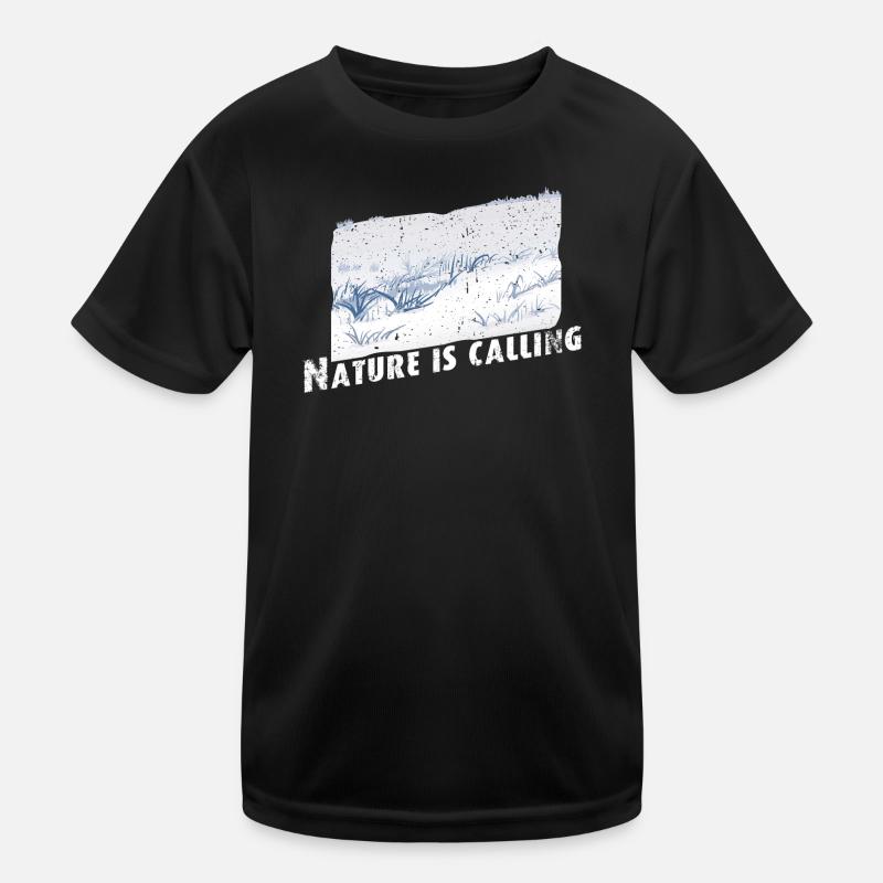 Nature is calling Winter - Kinder Funktions-T-Shirt - Schwarz