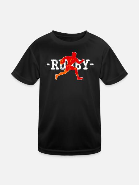 Rugby-Spieler-Geschenk - Kinder Funktions-T-Shirt - Schwarz - Vorne