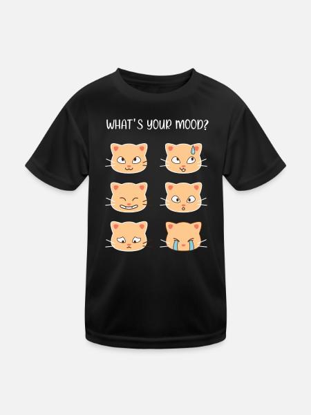 Katzen - wie ist deine Stimmung? - Kinder Funktions-T-Shirt - Schwarz - Vorne